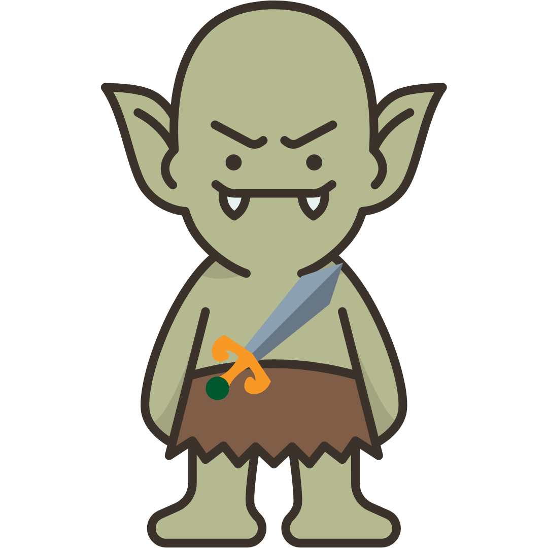 a picture of a goblin with some swords